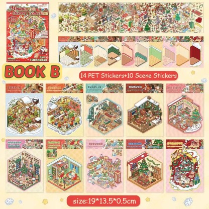 Christmas Books DIY 3D Scene Stickers - Cute Miniature Scene