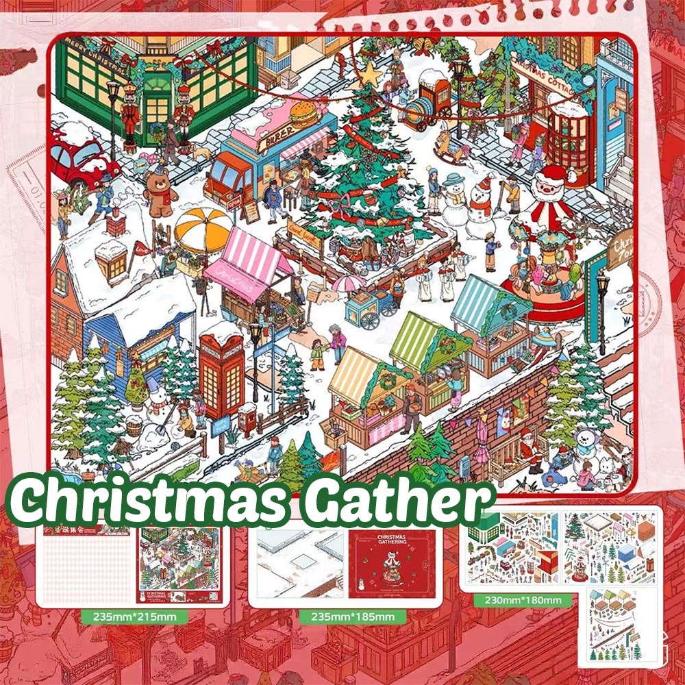 Christmas Gather DIY 3D Sticker Collection - Cute Miniature Scene