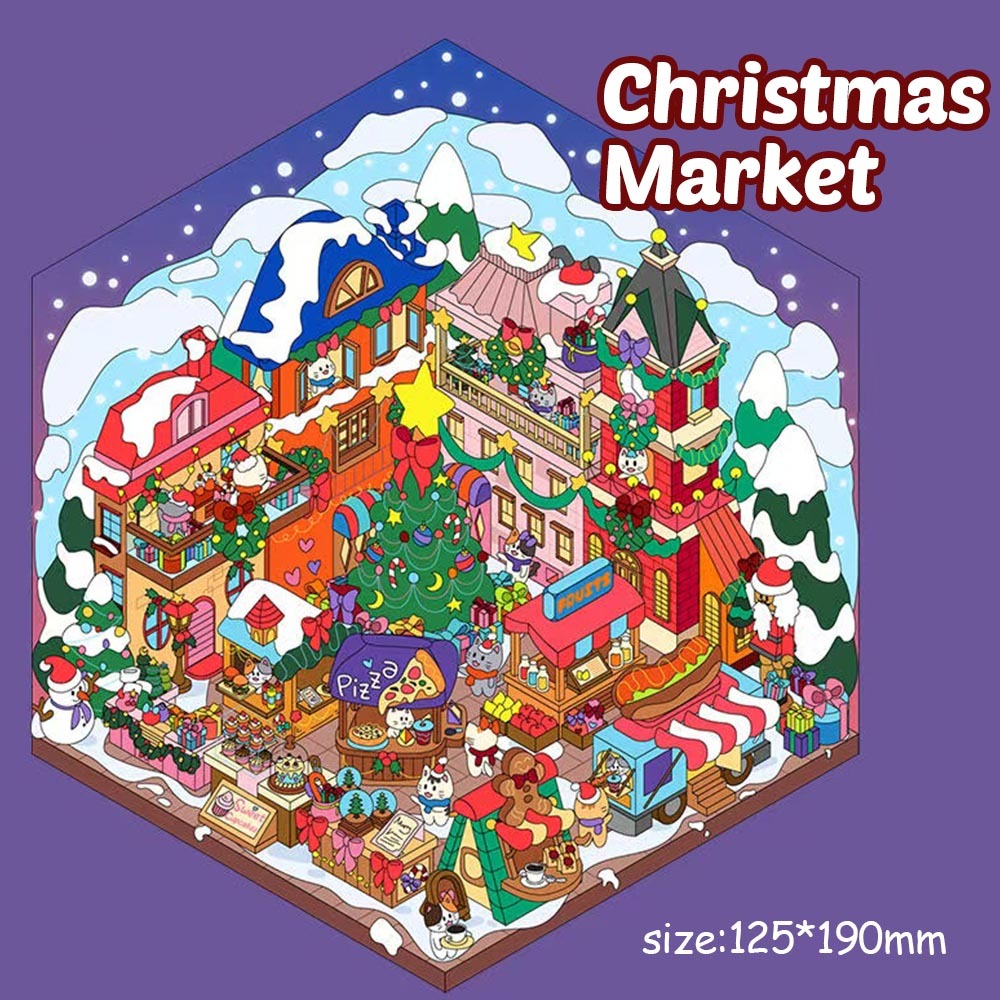 Snowy Village DIY 3D Sticker Collection - 2 Cute Miniature Scenes