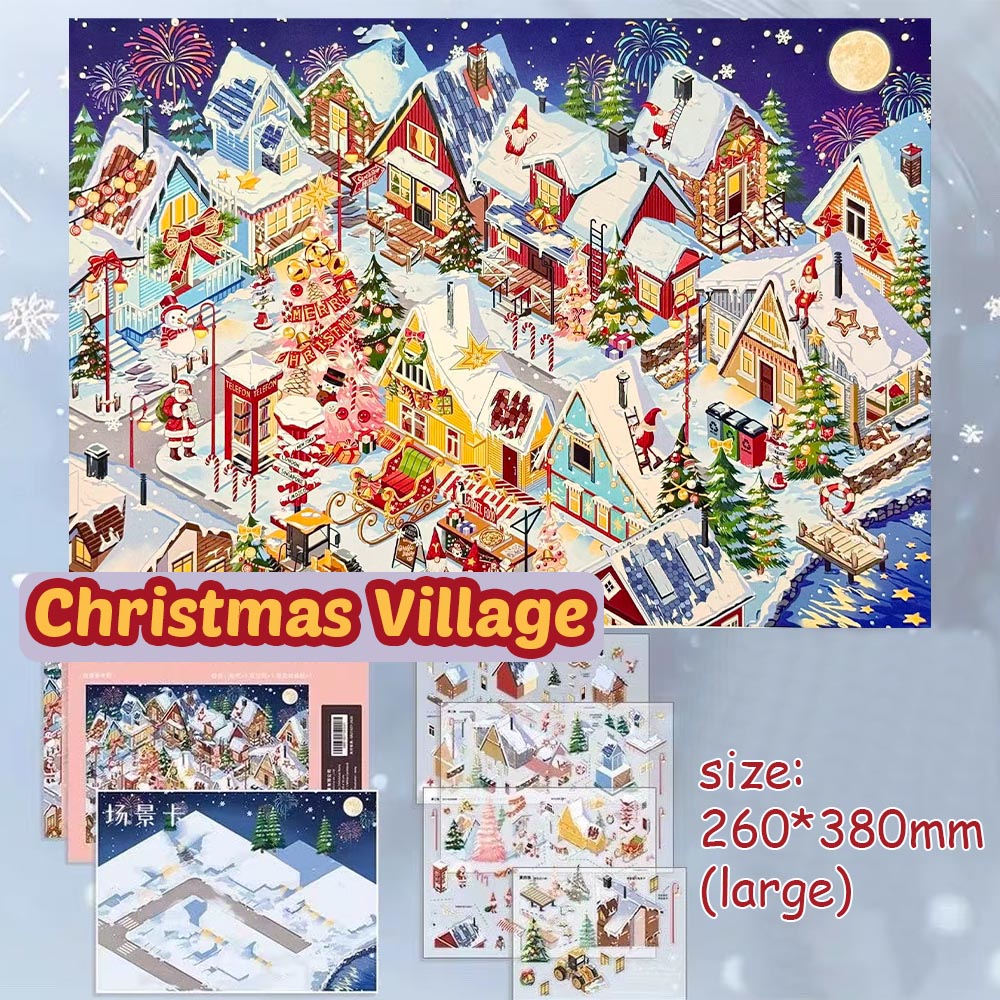Christmas Village DIY 3D Sticker Collection - Cute Miniature Scene