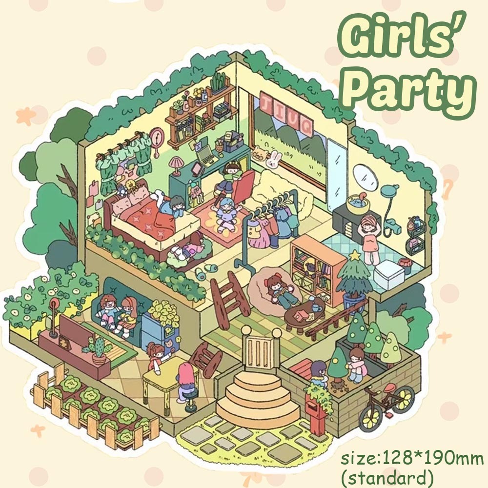 Vibrant Moments DIY 3D Sticker Collection - Cute Miniature Scene