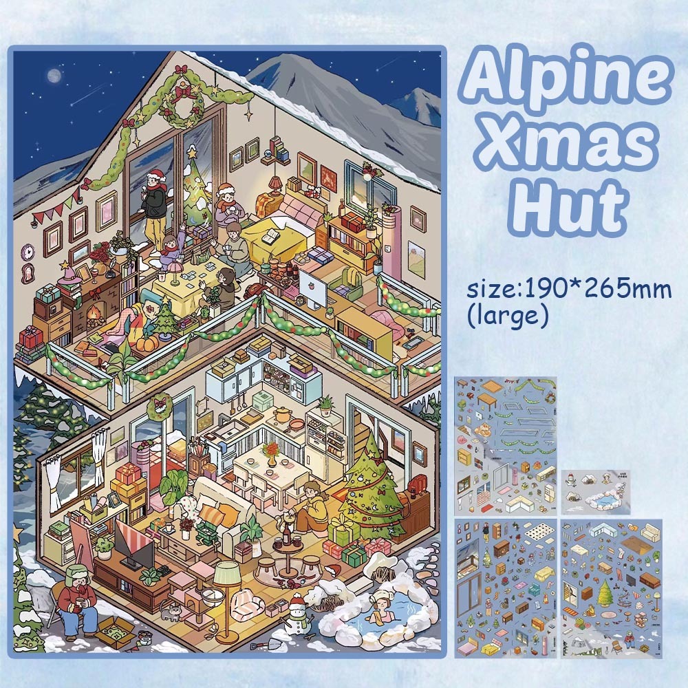 Alpine Xmas Hut DIY 3D Sticker Collection - Cute Miniature Scene