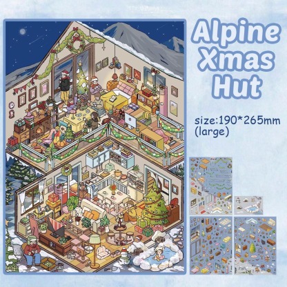 Alpine Xmas Hut DIY 3D Sticker Collection - Cute Miniature Scene