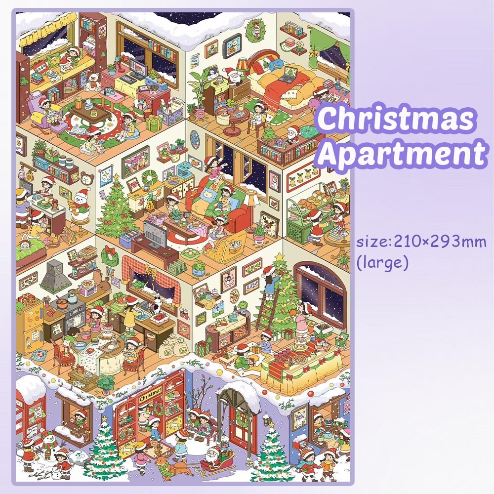 Christmas Apartment DIY 3D Sticker Collection - Cute Miniature Scene
