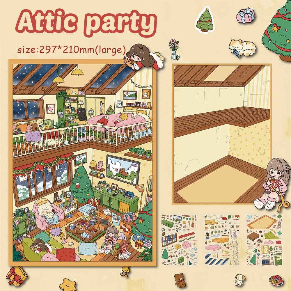 Fluffy Loft Heaven DIY 3D Scene Stickers - 2 Miniature Scenes