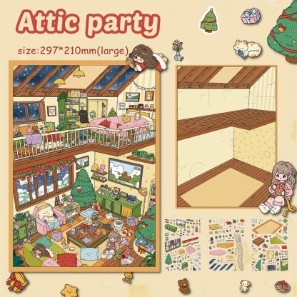 Fluffy Loft Heaven DIY 3D Scene Stickers - 2 Miniature Scenes