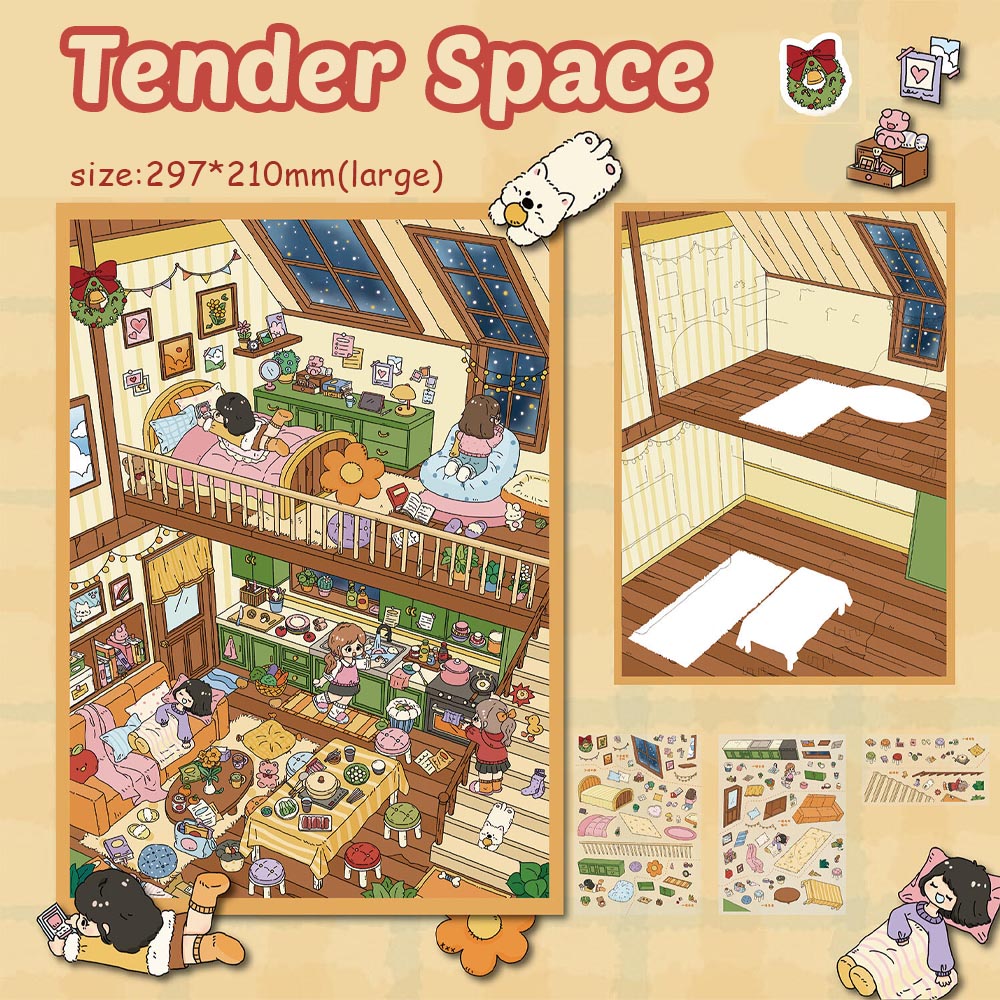 Fluffy Loft Heaven DIY 3D Scene Stickers - 2 Miniature Scenes