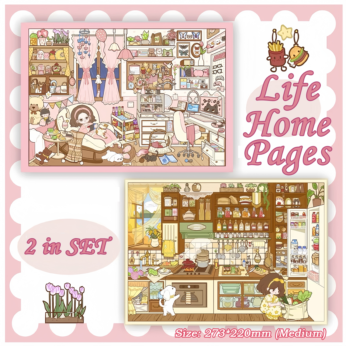 Homey Life Pages DIY 3D Sticker Collection - 2 Cute Miniature Scenes