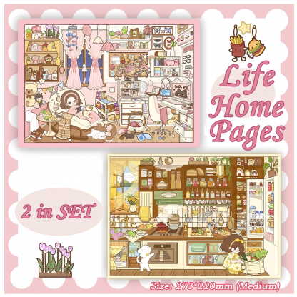 Homey Life Pages DIY 3D Sticker Collection - 2 Cute Miniature Scenes