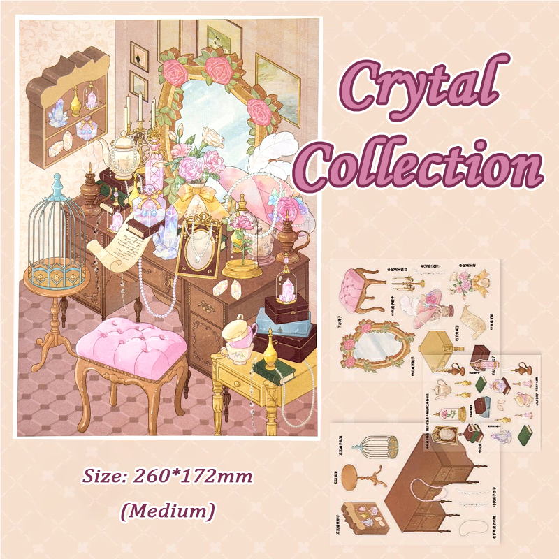 Pastel Desk DIY 3D Sticker Collection - 4 Cute Miniature Scene