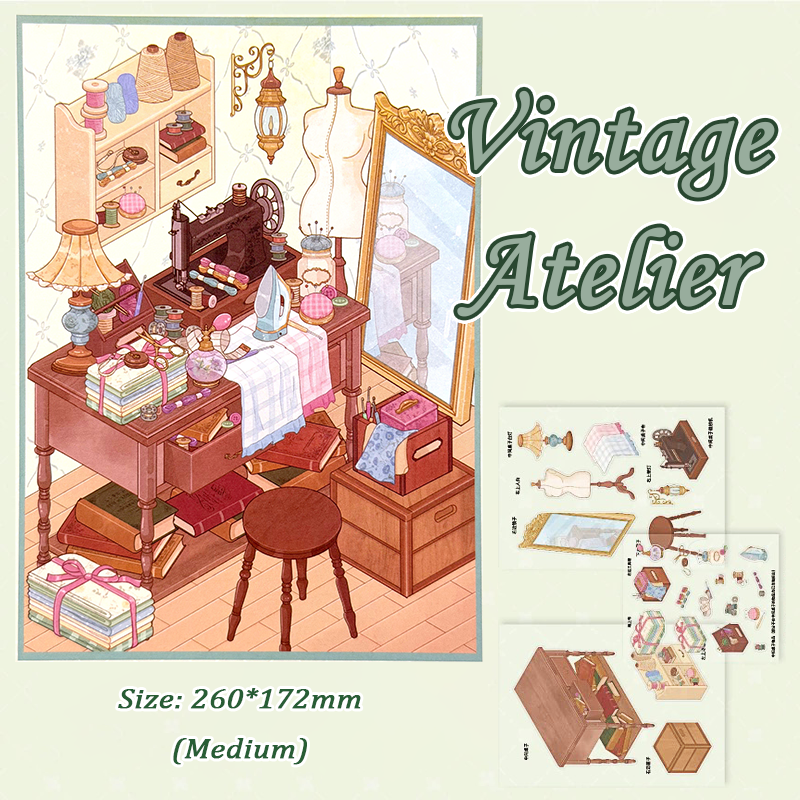 Pastel Desk DIY 3D Sticker Collection - 4 Cute Miniature Scene