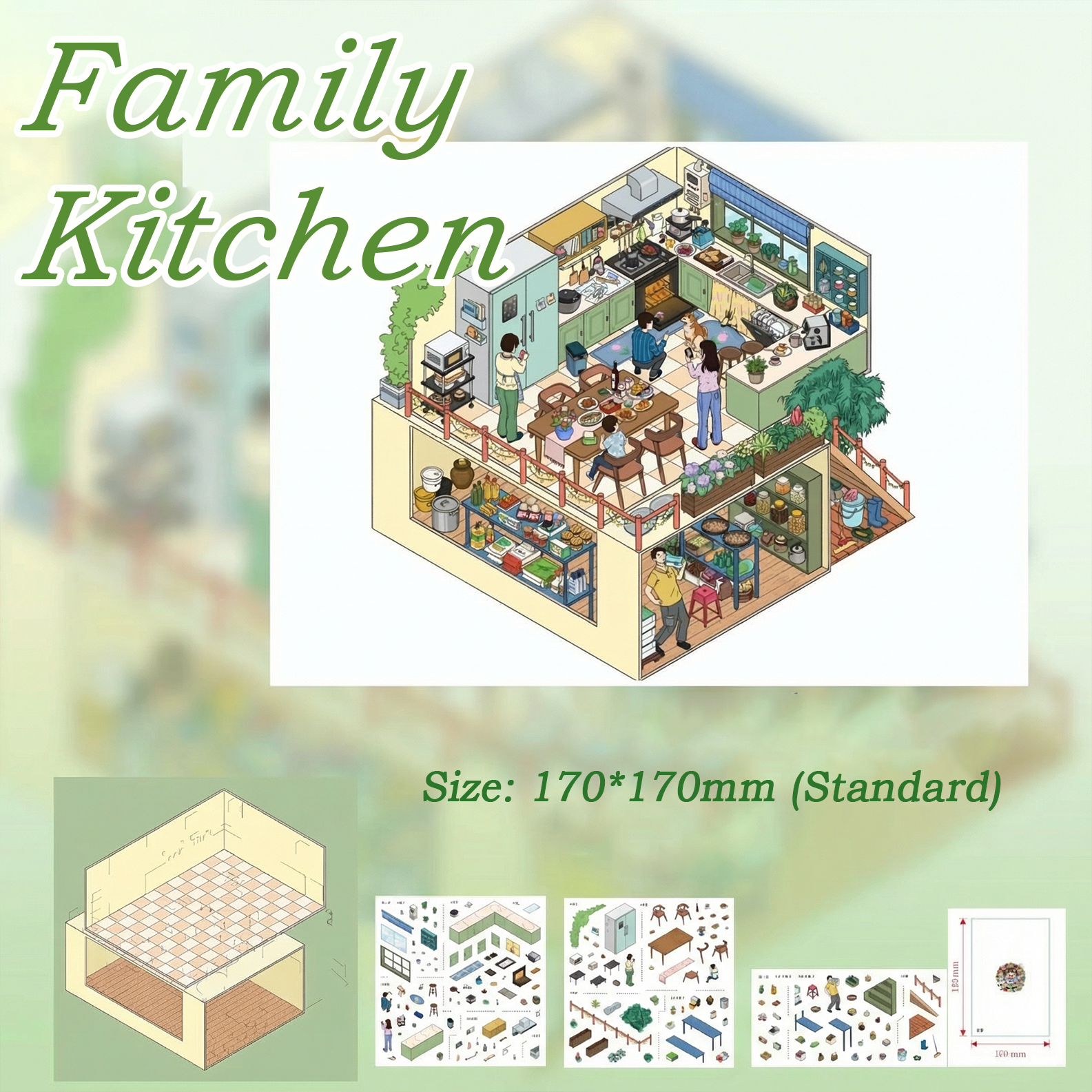 Family Kitchen DIY 3D Sticker Collection - Cute Miniature Scene