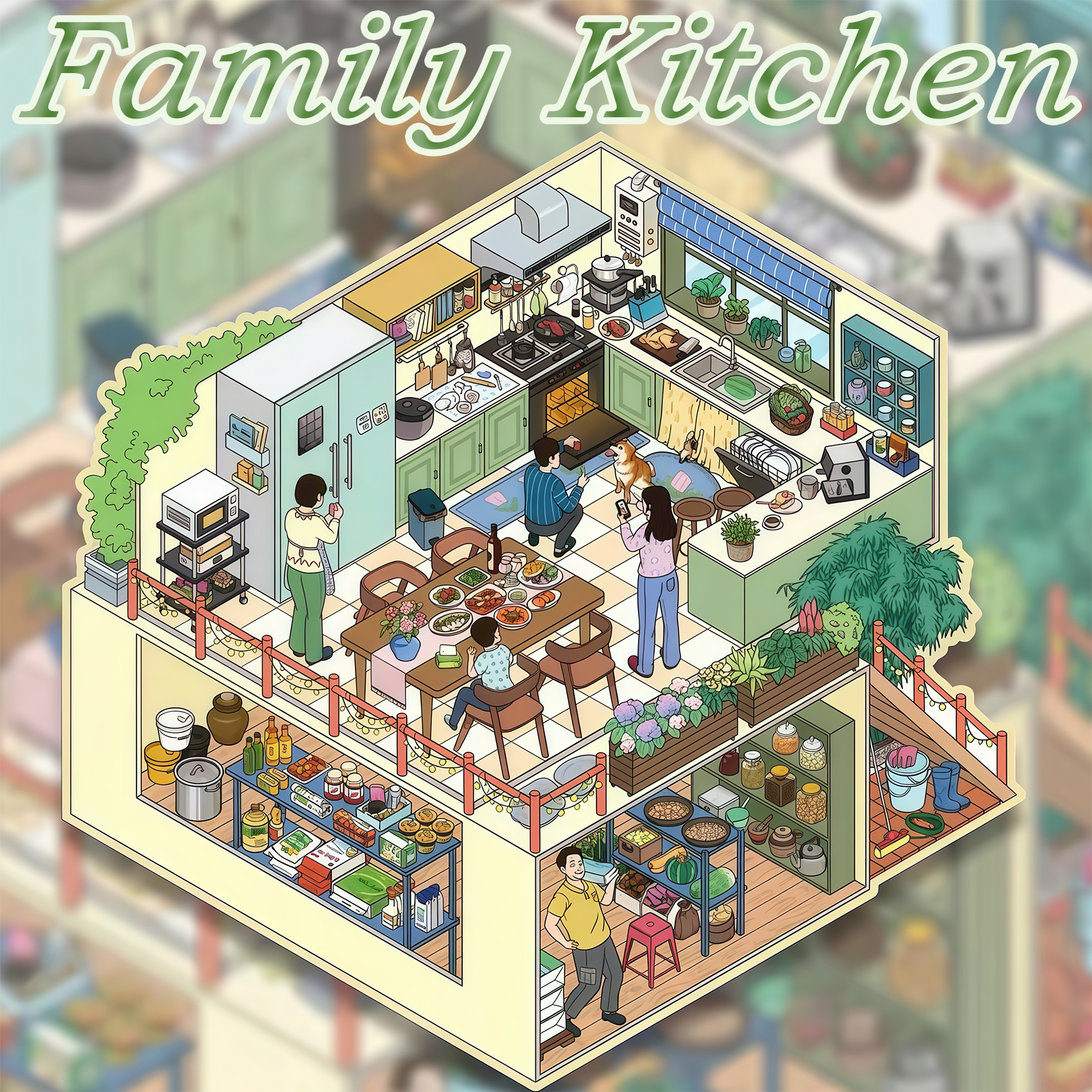 Family Kitchen DIY 3D Sticker Collection - Cute Miniature Scene