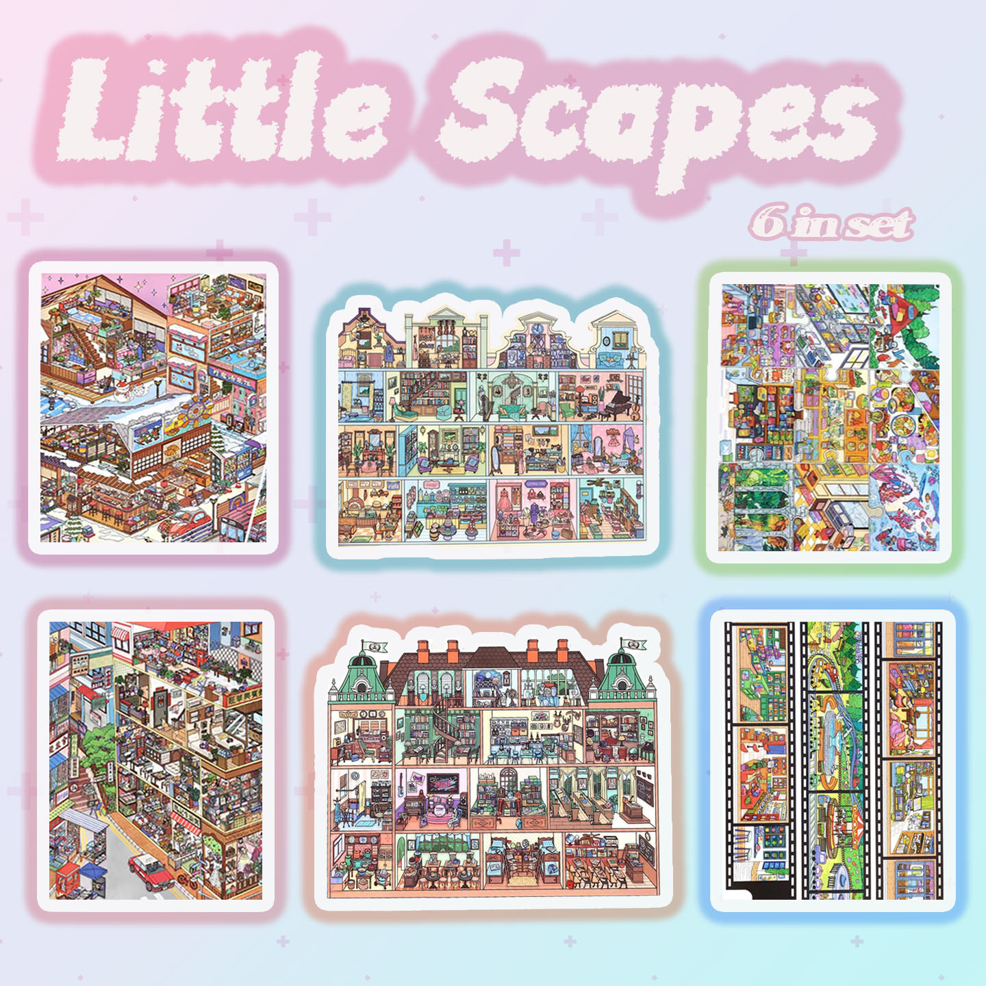  Little Scapes DIY 3D Scene Stickers - 6 Cute Miniature Scenes
