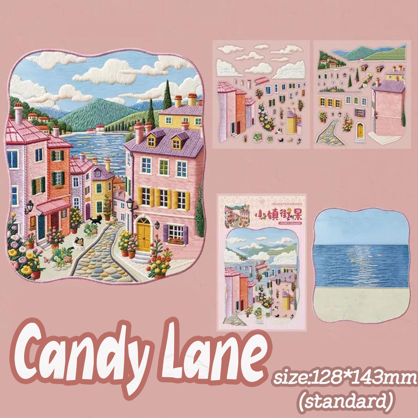 Stitched Town DIY 3D Scene Stickers Collection - 4 Cute Miniature Scenes