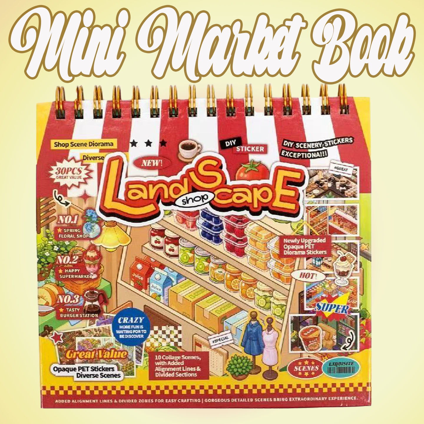 Mini Market Books DIY 3D Scene Stickers Collection -  Cute Miniature Scene