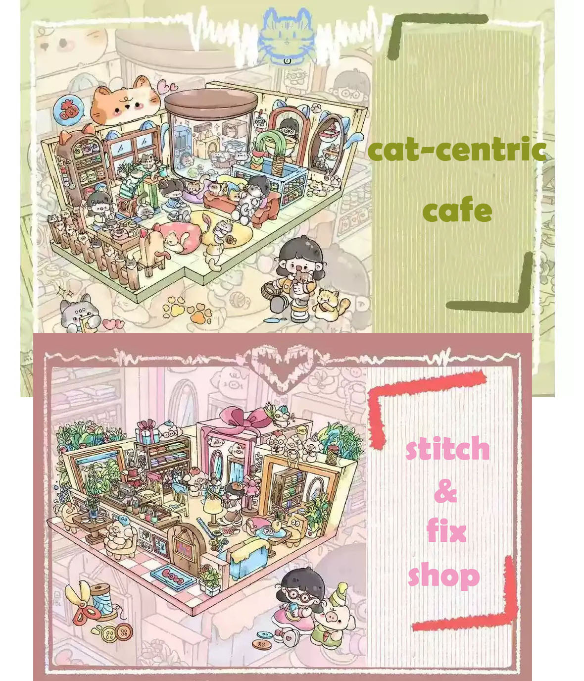 Pop-up World DIY 3D Scene Stickers - 2 Cute Miniature Scenes