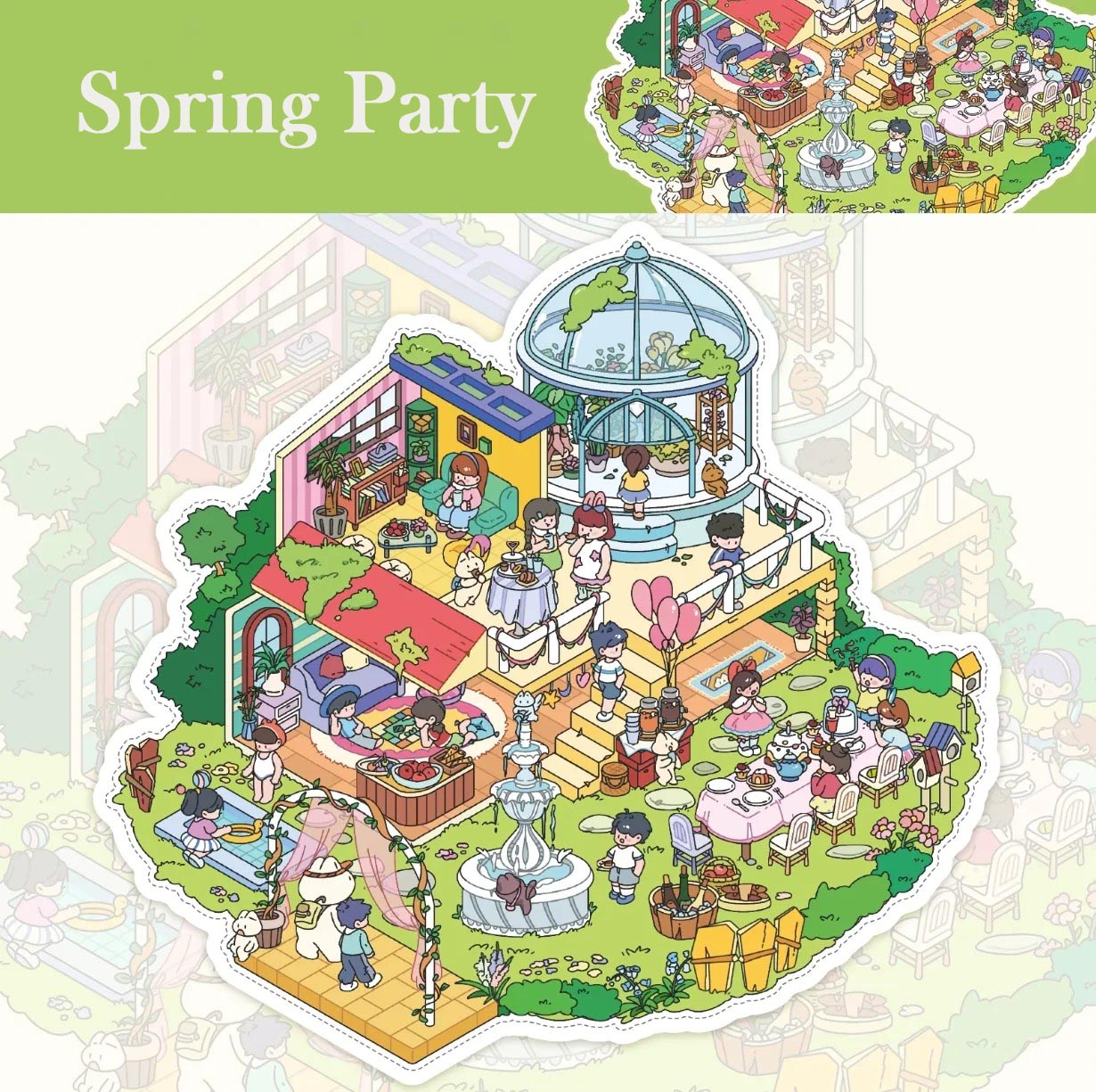 Spring Party DIY 3D Sticker Collection - Cute Miniature Scenes