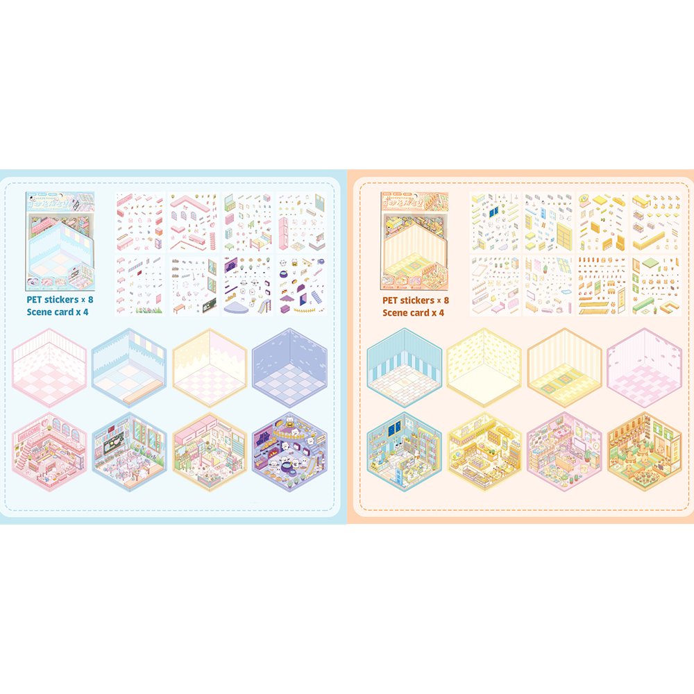 Wonderful House DIY 3D Sticker Collection - 8 Cute Miniature Scenes