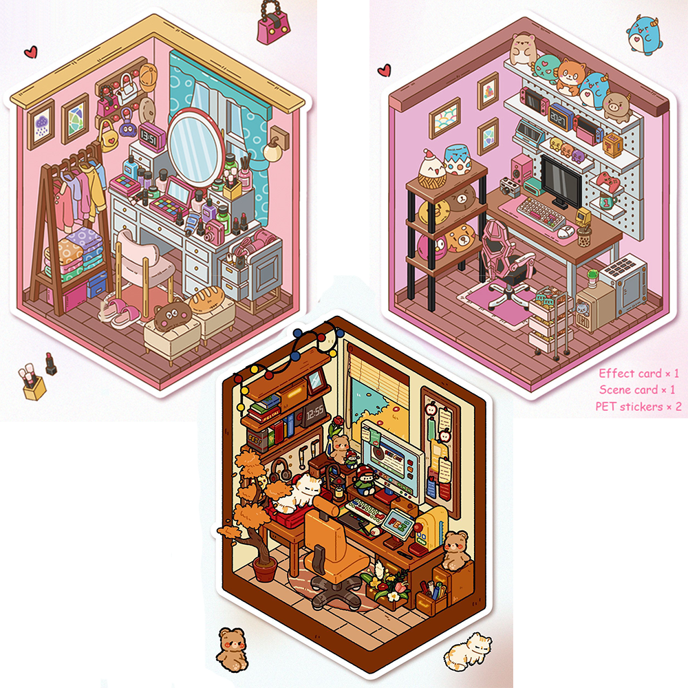 My Rooms DIY 3D Scene Stickers 2 Lovely Miniature Scenes