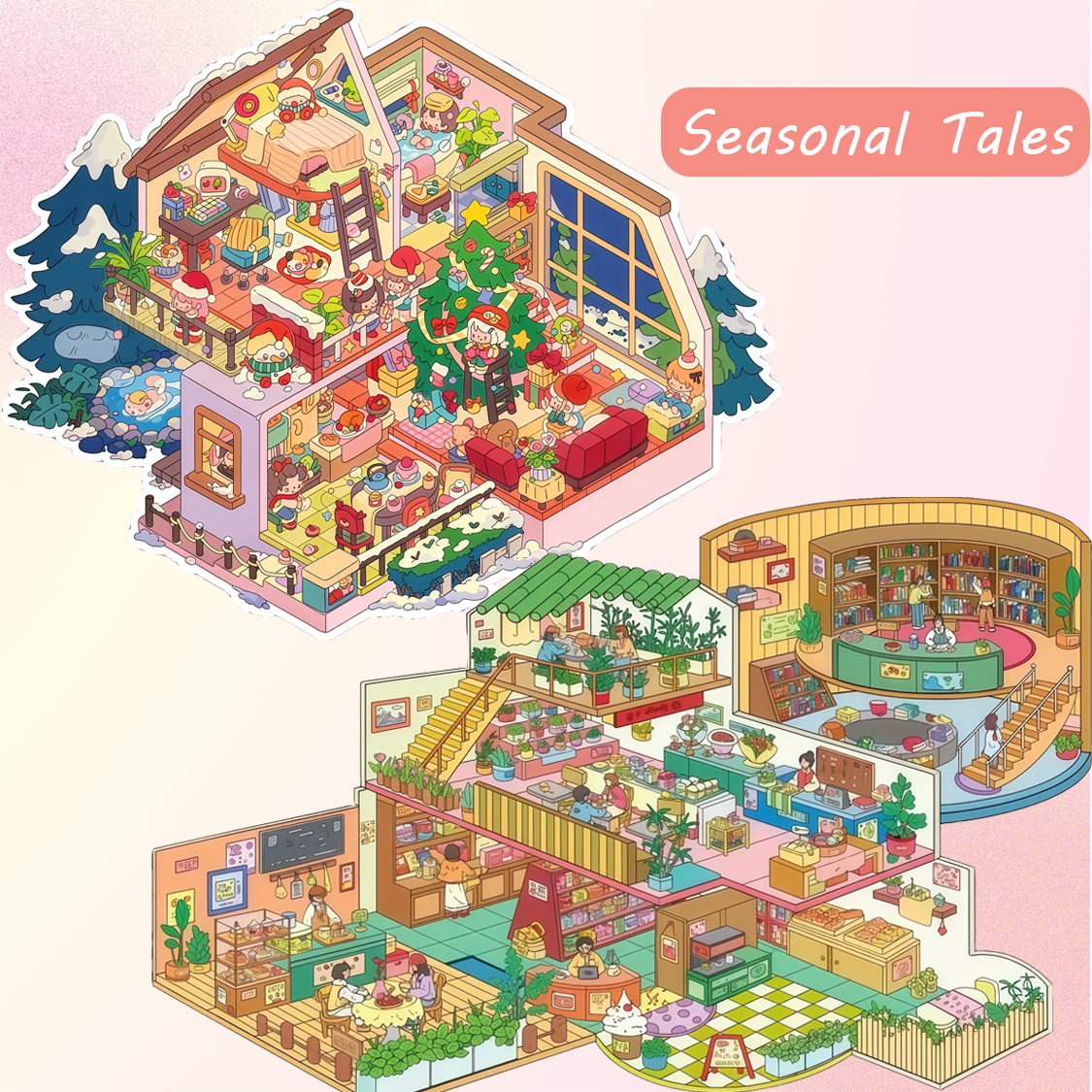 Seasonal Tales Series DIY 3D Scene Stickers - 2 Cute Miniature Scene