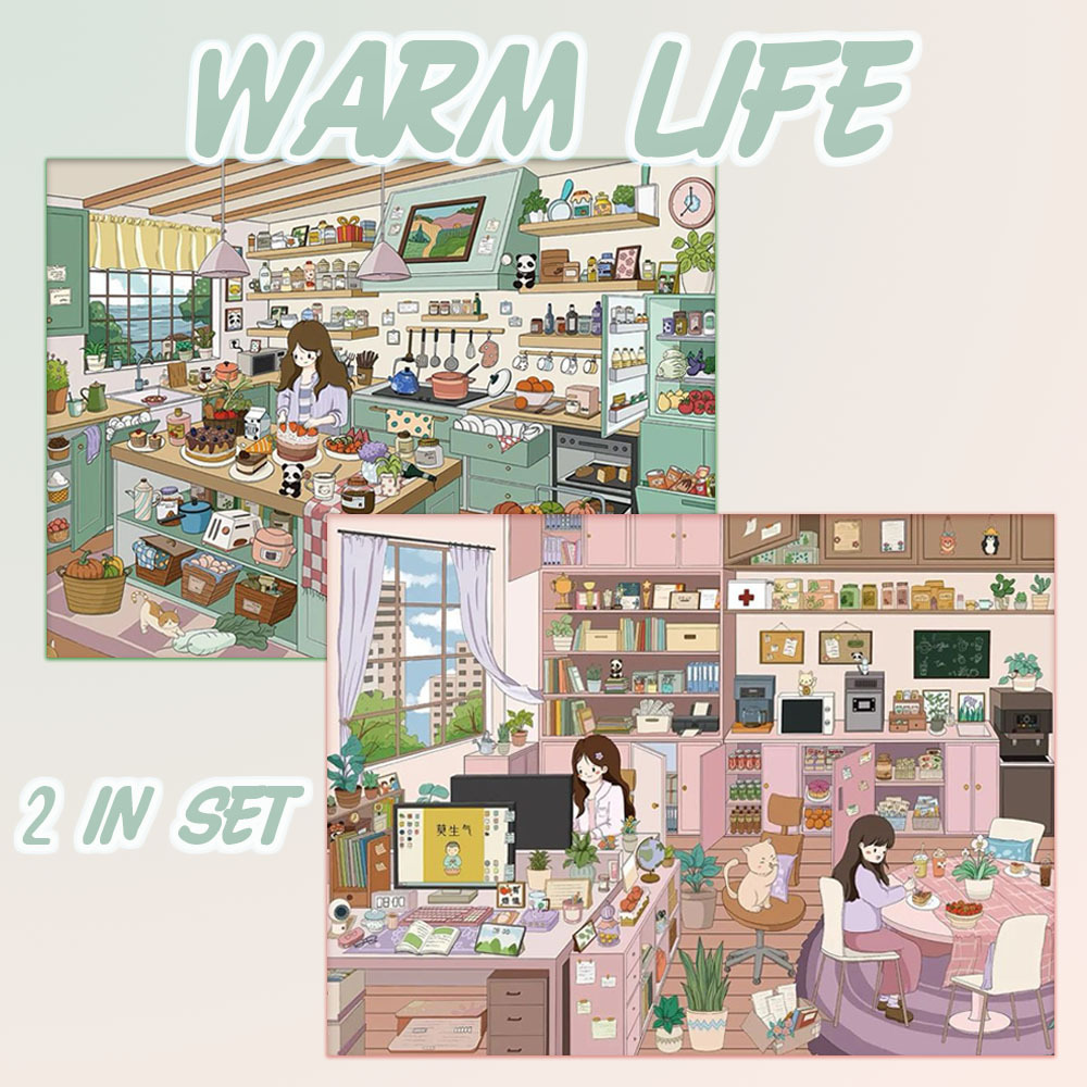 Warm Life 3D Sticker Collection - 2 Cute Miniature Scenes
