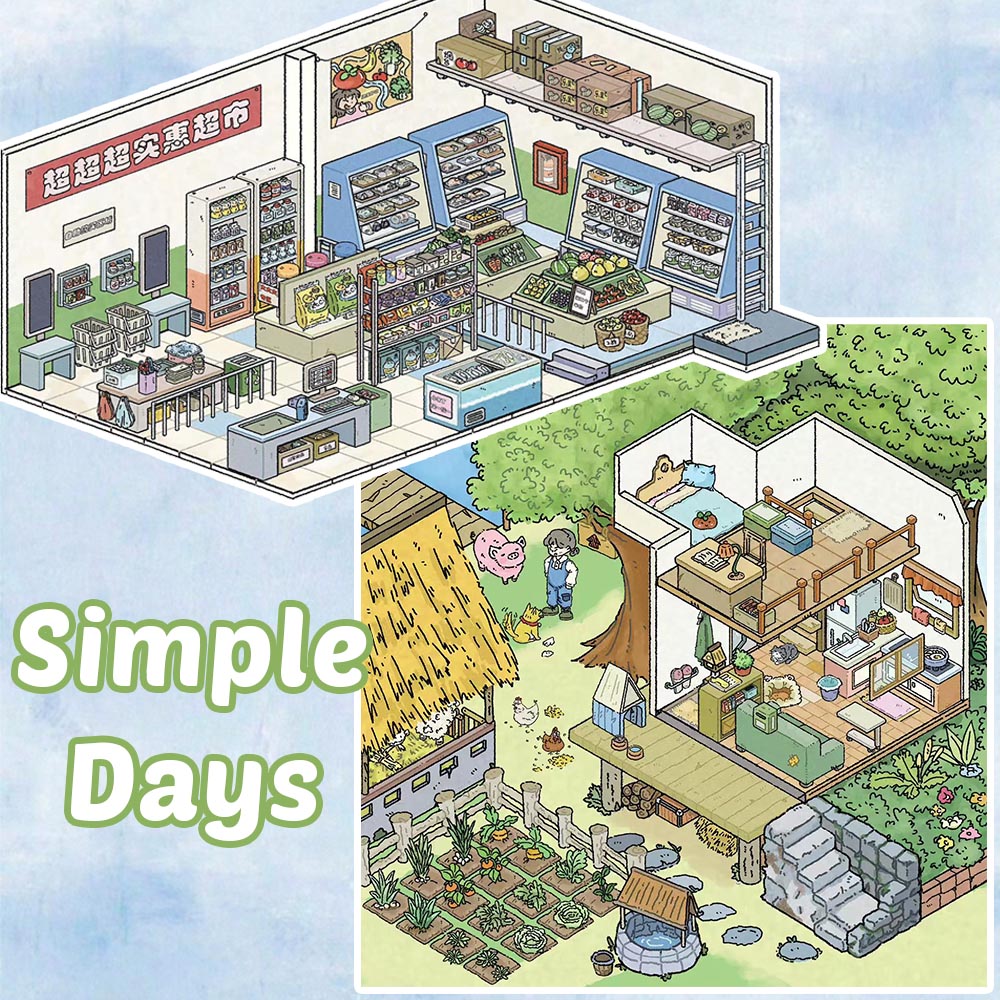 Simple Days DIY 3D Sticker Collection - 4 Cute Miniature Scenes