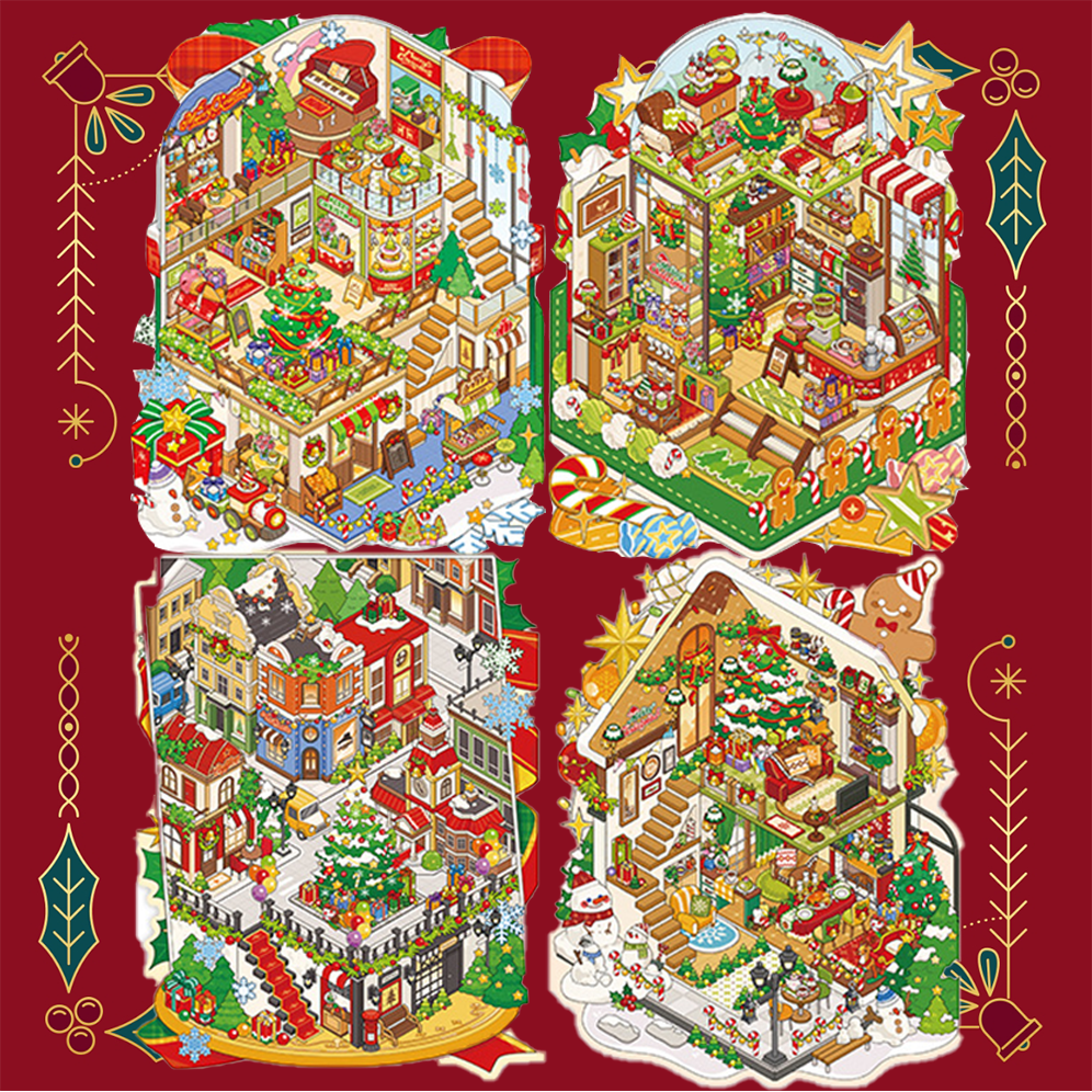 Fairy Winterland Series DIY 3D Sticker Collection - 4 Cute Miniature Scenes