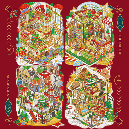 Fairy Winterland Series DIY 3D Sticker Collection - 4 Cute Miniature Scenes