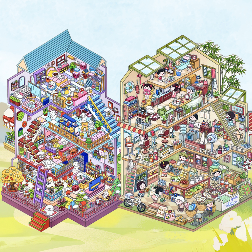 Time Apartment Scene Stickers 2 Cute Miniature Scenes