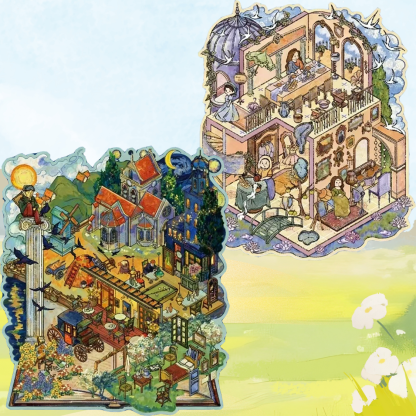 Dream Island Oil Painting Series DIY 3D Sticker Collection - 2 Cute Miniature Scenes