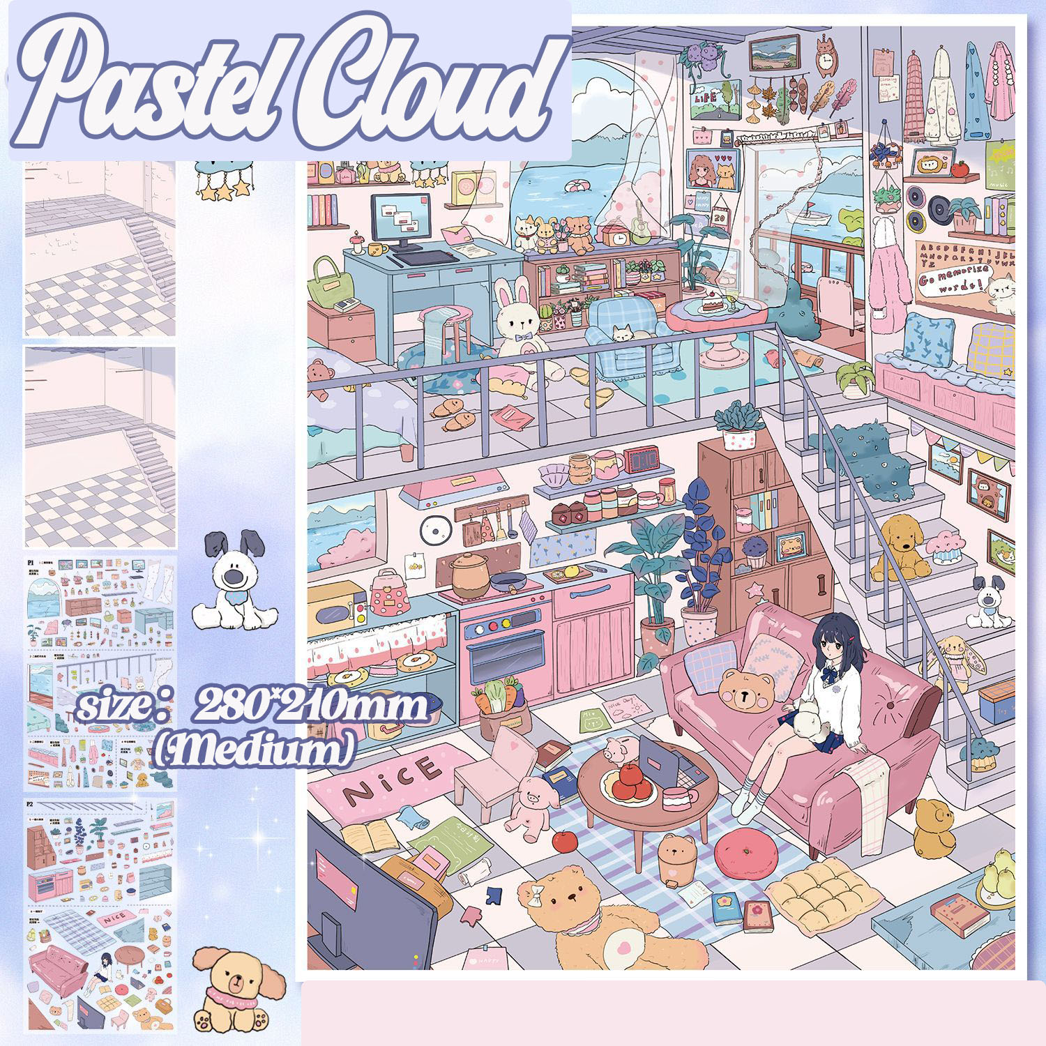Cloud&Haze Dreams DIY 3D Scene Stickers Collection - 2 Cute Miniature Scenes