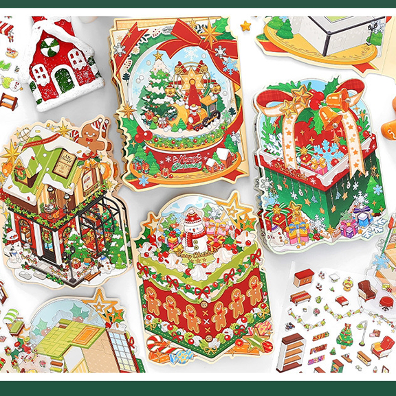 Fairy Winterland Series DIY 3D Sticker Collection - 4 Cute Miniature Scenes