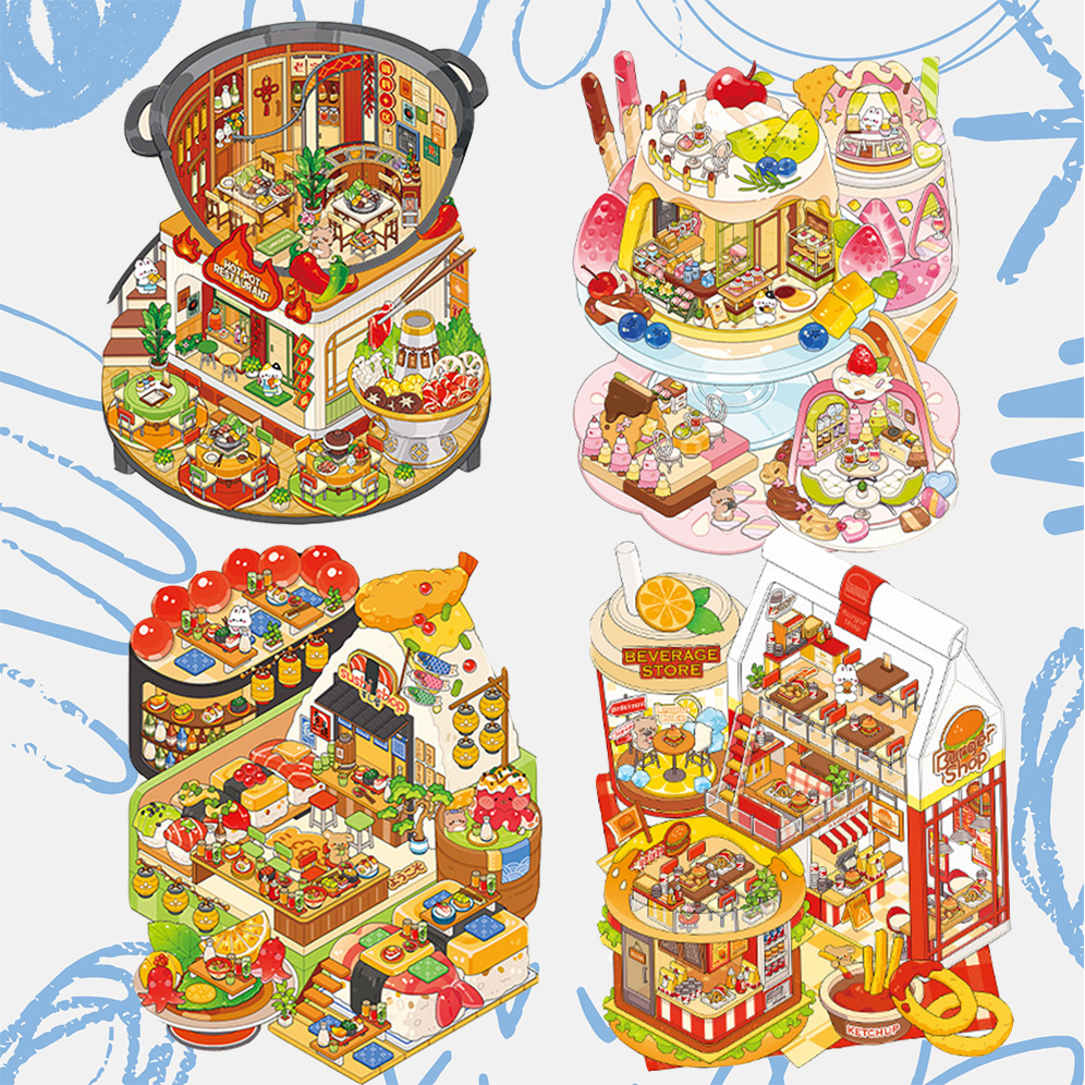 Epicurean Haven DIY 3D Scene Stickers 4 Cute Miniature Scenes