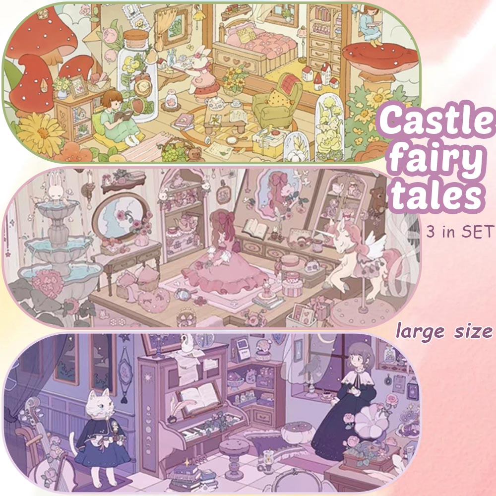 Castle fairy tales DIY 3D Sticker Collection - 4 Cute Miniature Scenes
