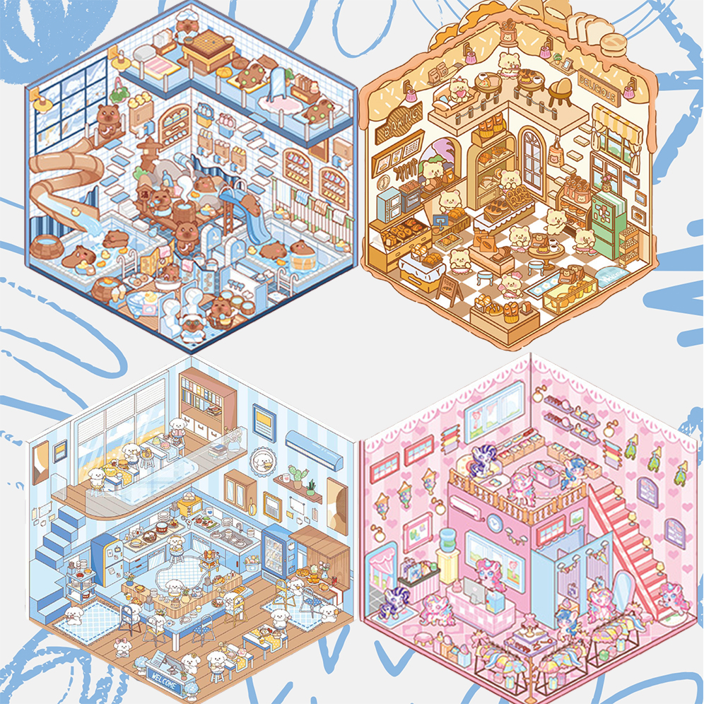 Cuddly Creations DIY 3D Sticker Collection 4 Cute Miniature Scenes