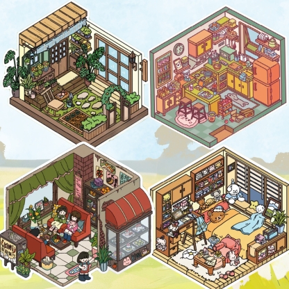 Four Corners of Living DIY 3D Sticker Collection - 4 Cute Miniature Scenes