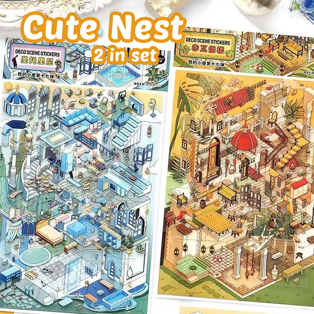 Cute Nest DIY 3D Scene Stickers - 2 Miniature Scenes