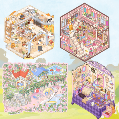 Mystic Dreams Series DIY 3D Scene Stickers - 2 Cute Miniature Scenes