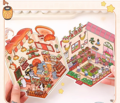 Critter Shop DIY 3D Scene Stickers 4 Cute Miniature Scenes