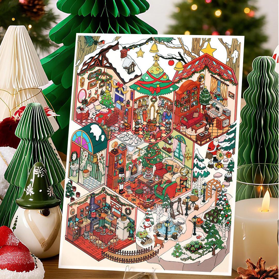 My Christmas Cottage Old Letters DIY 3D Scene Stickers - Miniature Scenes