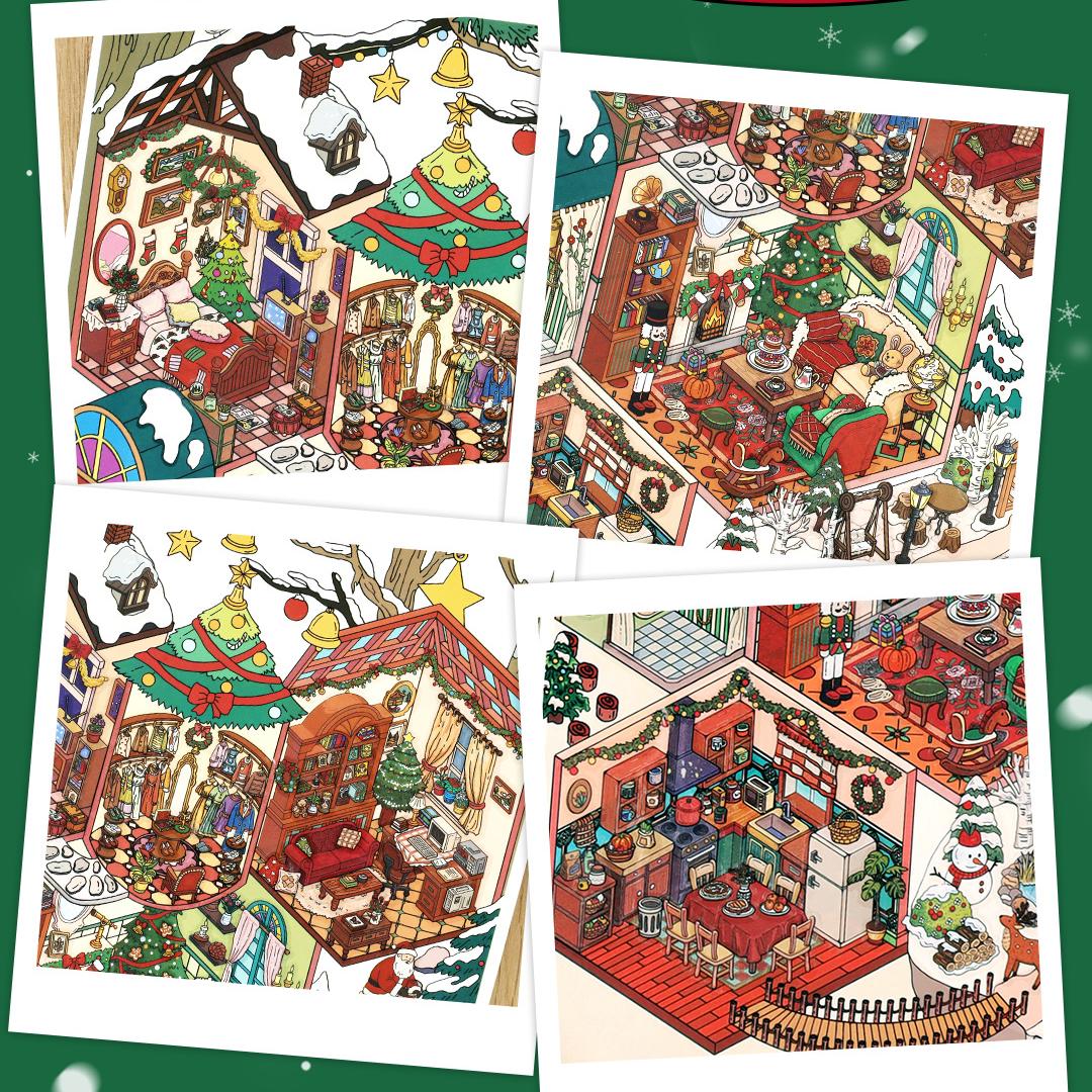 My Christmas Cottage Old Letters DIY 3D Scene Stickers - Miniature Scenes
