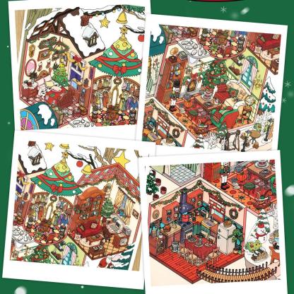 My Christmas Cottage Old Letters DIY 3D Scene Stickers - Miniature Scenes