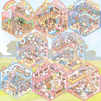 Popular Venues DIY 3D Sticker Collection - 8 Cute Miniature Scenes