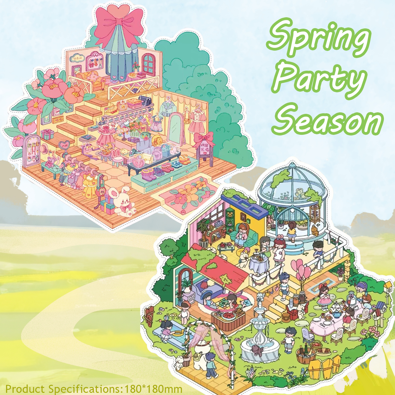 Spring Party Season DIY 3D Sticker Collection - Cute Miniature Scenes