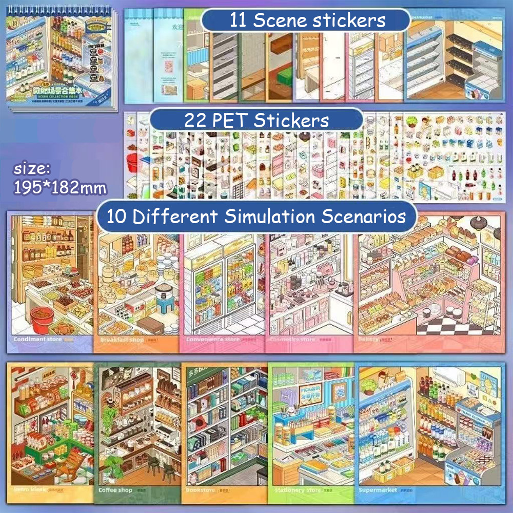 Convenience Store Book DIY 3D Scene Stickers - Cute Miniature Scene