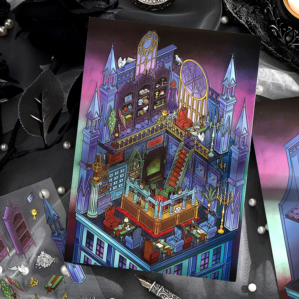 City's Folded Mysteries DIY 3D Scene Stickers - 4 Halloween Miniature Scenes