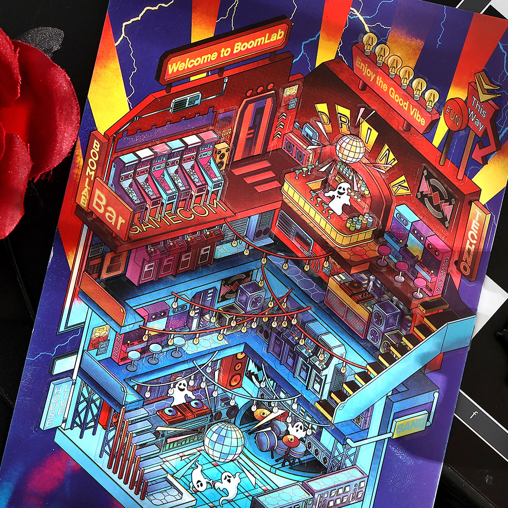 City's Folded Mysteries DIY 3D Scene Stickers - 4 Halloween Miniature Scenes