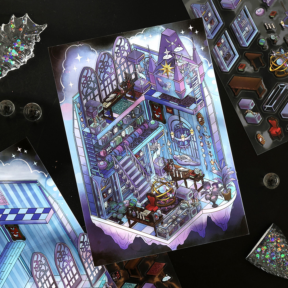 City's Folded Mysteries DIY 3D Scene Stickers - 4 Halloween Miniature Scenes