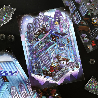 City's Folded Mysteries DIY 3D Scene Stickers - 4 Halloween Miniature Scenes